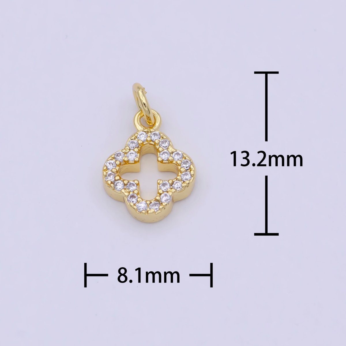 Mini Cubic Zirconia Gold Clover Charm LuckY Charm W-164 - DLUXCA