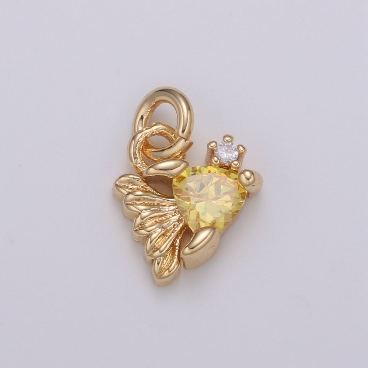 Mini Cute Golden Crystal Carrot Charms CZ Gold Plated Floral Veggie Plant Nature Charm Pendant GP-687 - DLUXCA