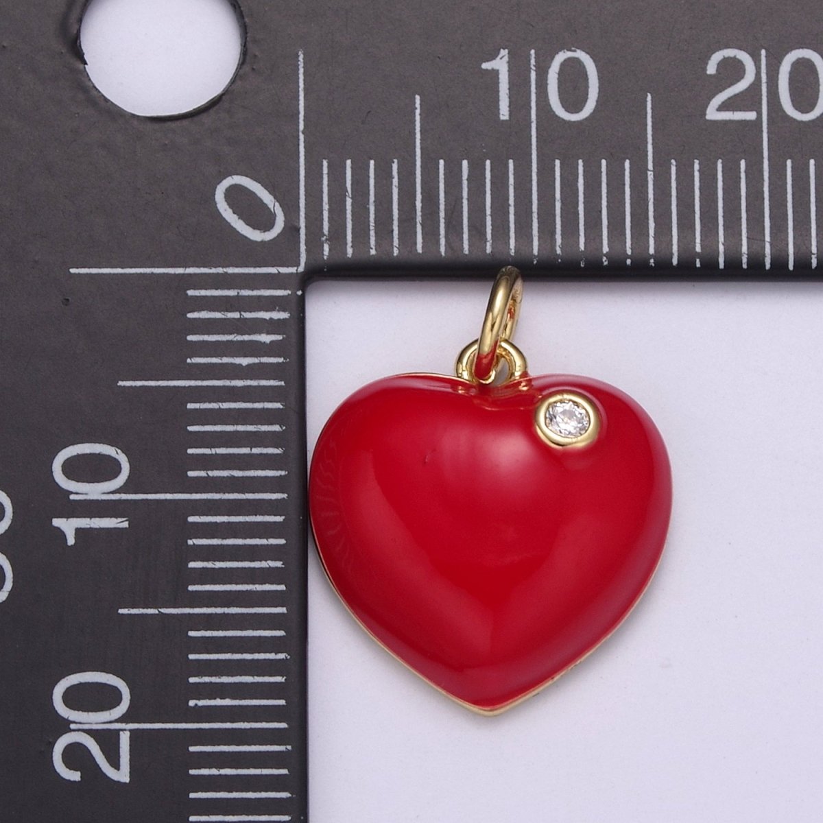 Mini Enamel Heart Charm in Green, Black, Pink, Red Enamel Charms, 14K Gold Filled Heart Charm Colorful N-222 - N-225 - DLUXCA