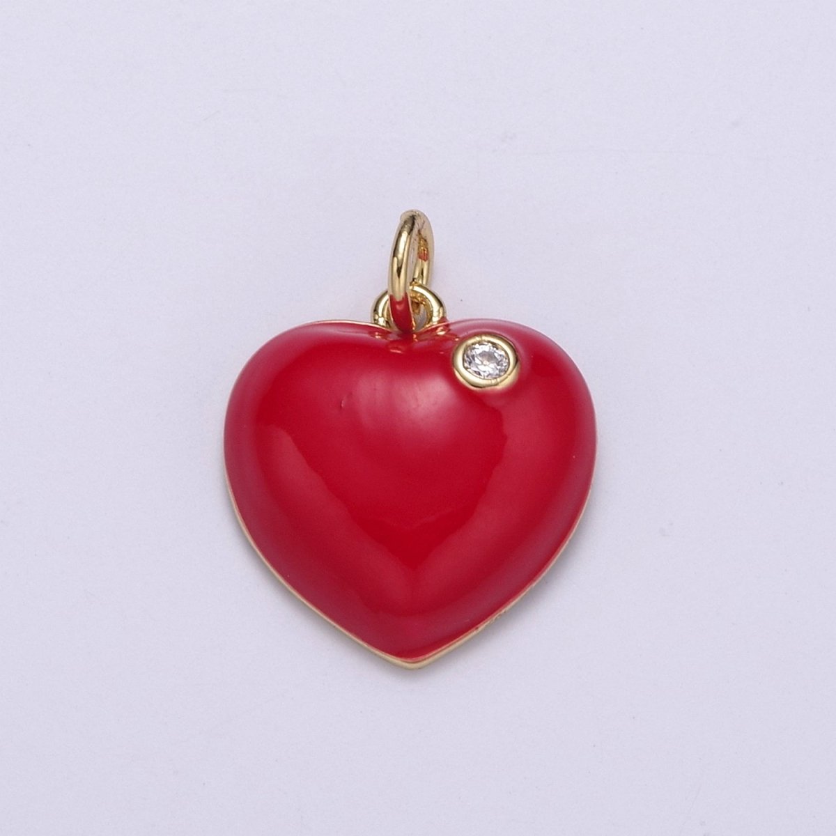 Mini Enamel Heart Charm in Green, Black, Pink, Red Enamel Charms, 14K Gold Filled Heart Charm Colorful N-222 - N-225 - DLUXCA