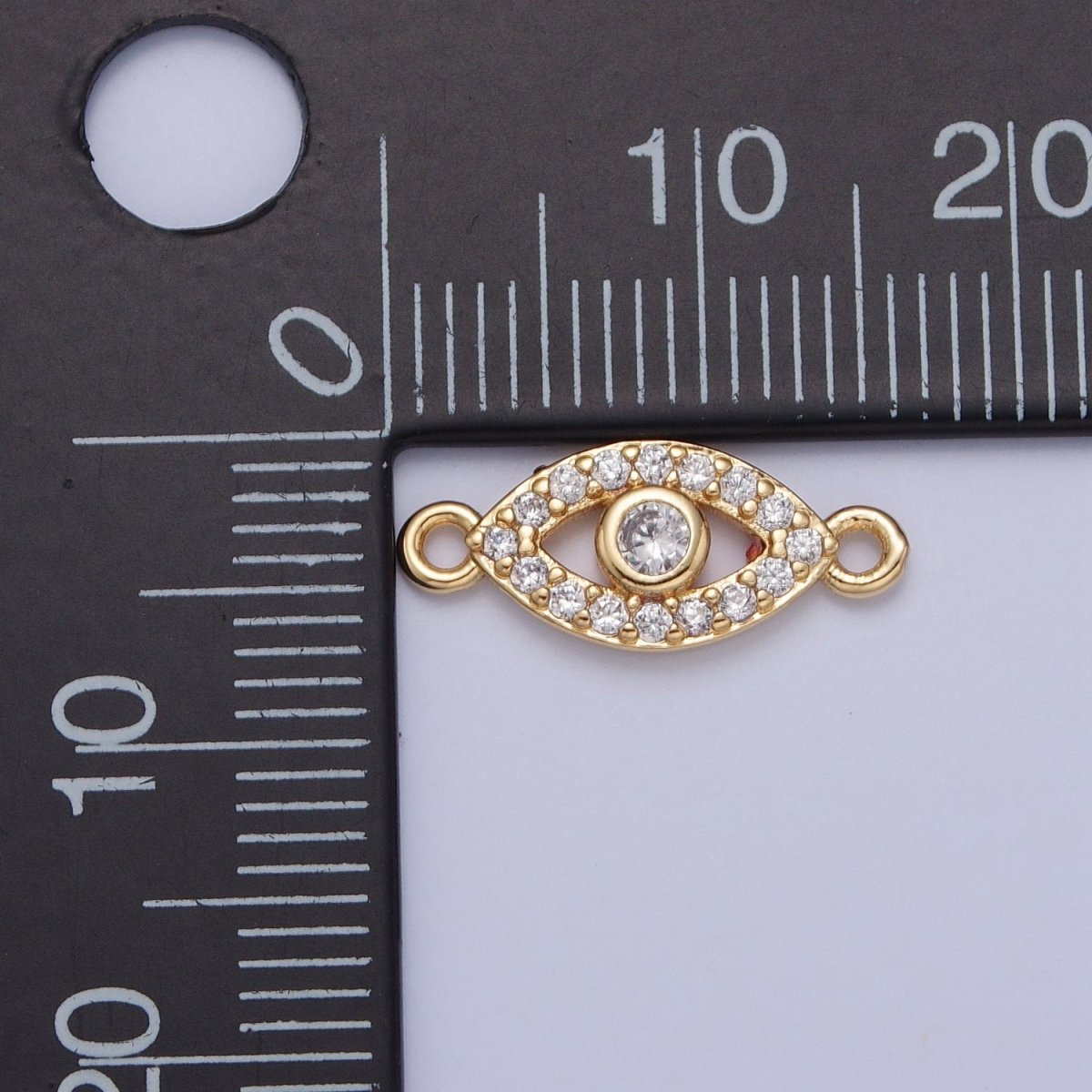 Mini Evil Eye Charms for Necklace Bracelet Earring Making Supplies 24K Gold Filled Micro Pave Eye Charm Connector G-932 - DLUXCA