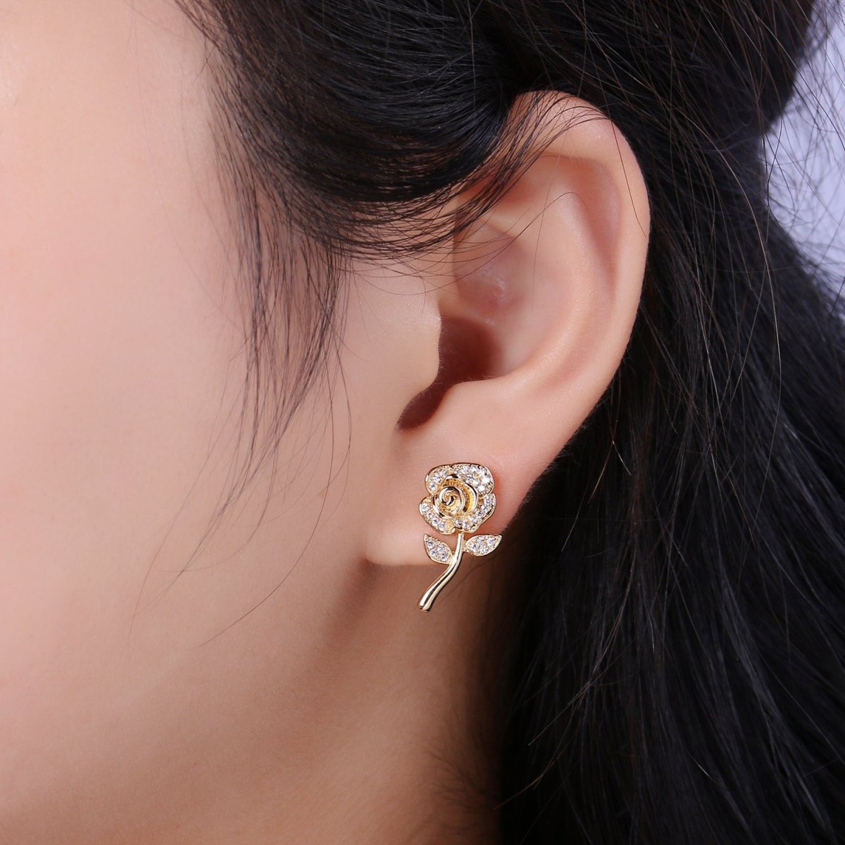 Mini flower studs, Gold floral studs, tiny flower earrings, flower jewelry, gold flower earrings, gold flower studs, gift for mom T-233 - DLUXCA