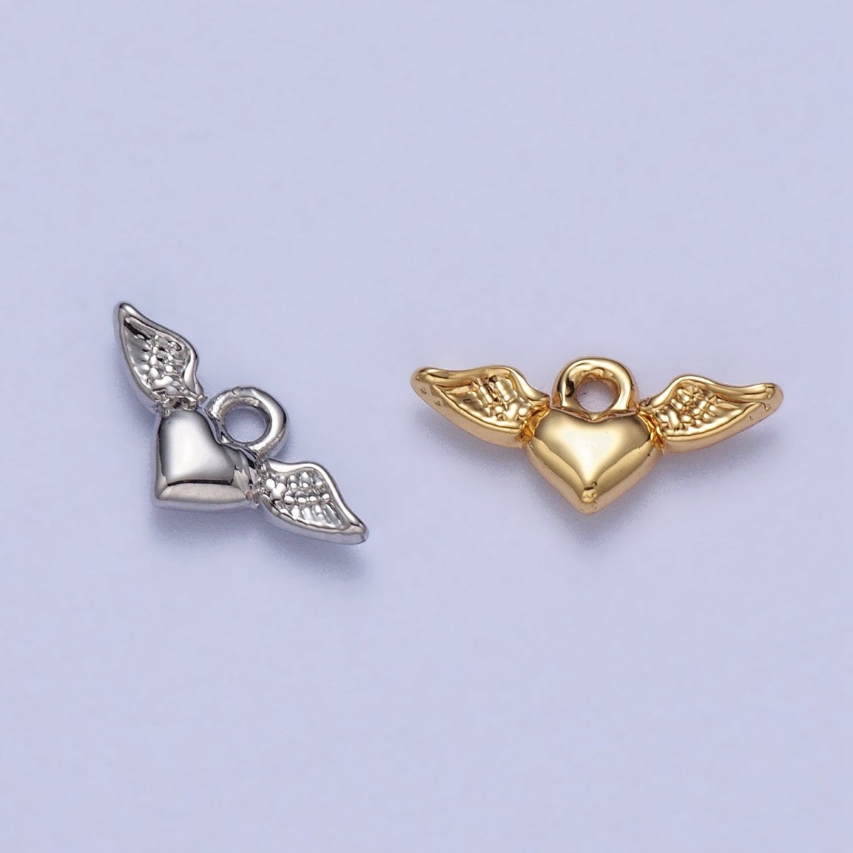 Mini Flying Angel-Winged Heart Love Charm in Gold & Silver | AC050 AC051 - DLUXCA