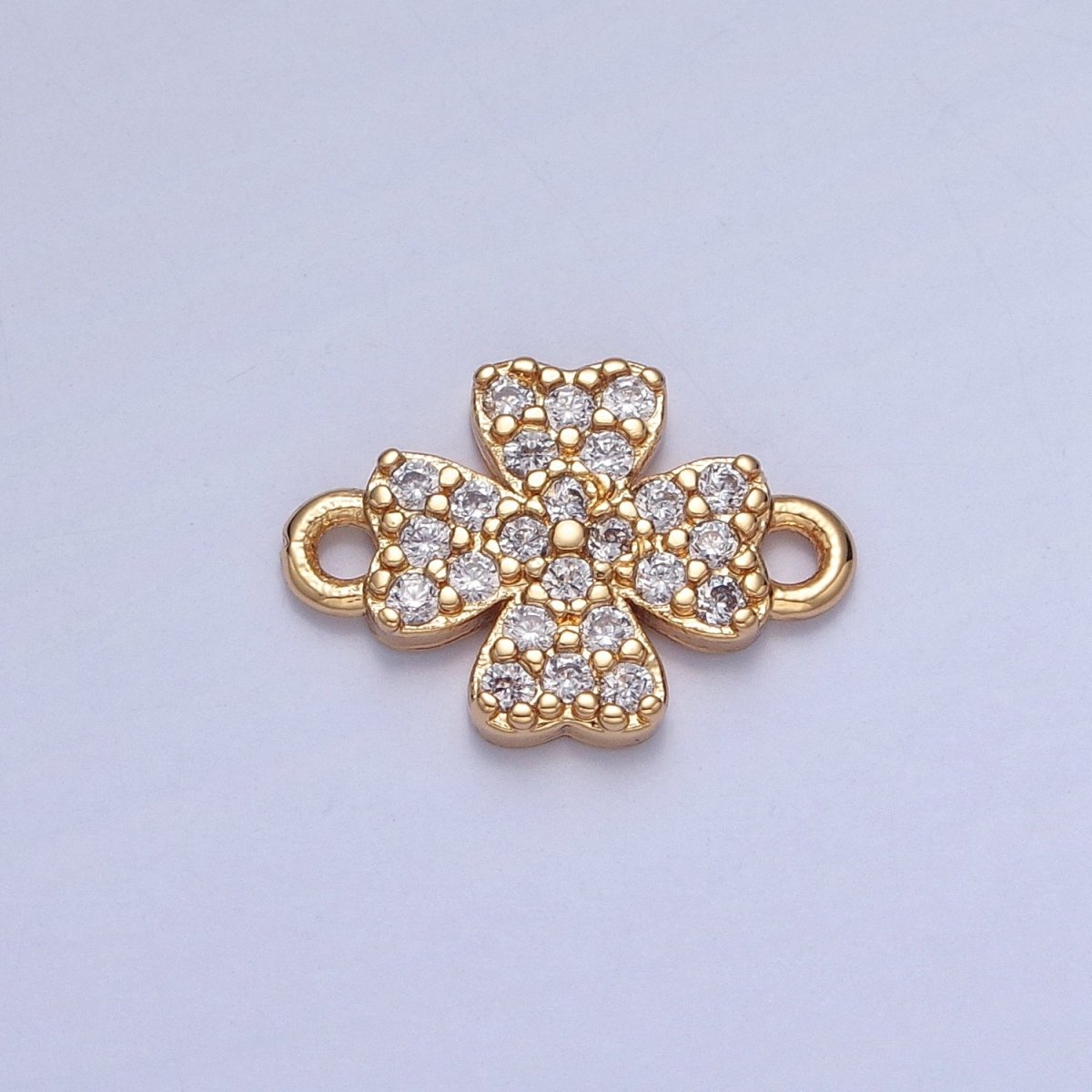 Mini Four Leaf Clover Charms for Necklace Earring Making Supplies 14K Gold Filled Micro Pave Lucky Charm Connector G-933 - DLUXCA