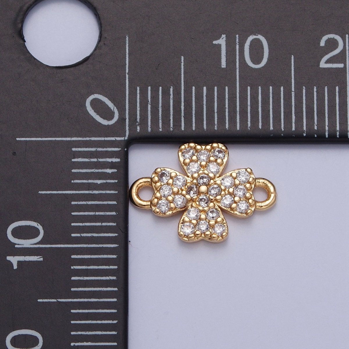 Mini Four Leaf Clover Charms for Necklace Earring Making Supplies 14K Gold Filled Micro Pave Lucky Charm Connector G-933 - DLUXCA