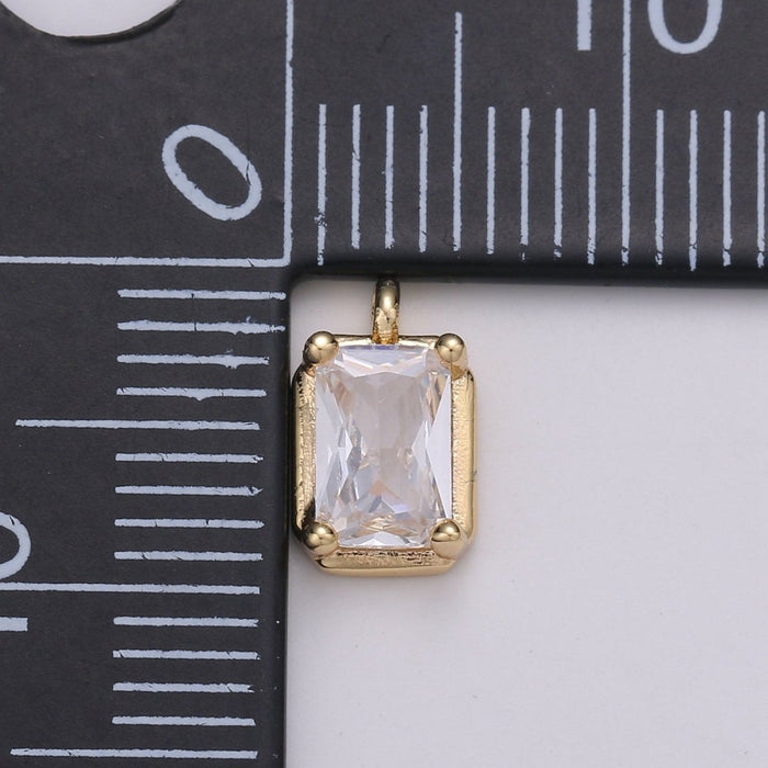 Mini Geometric Charm 18K Gold Filled Tiny Square CZ Charm Micro Pave Charm Pendant for bracelet ...