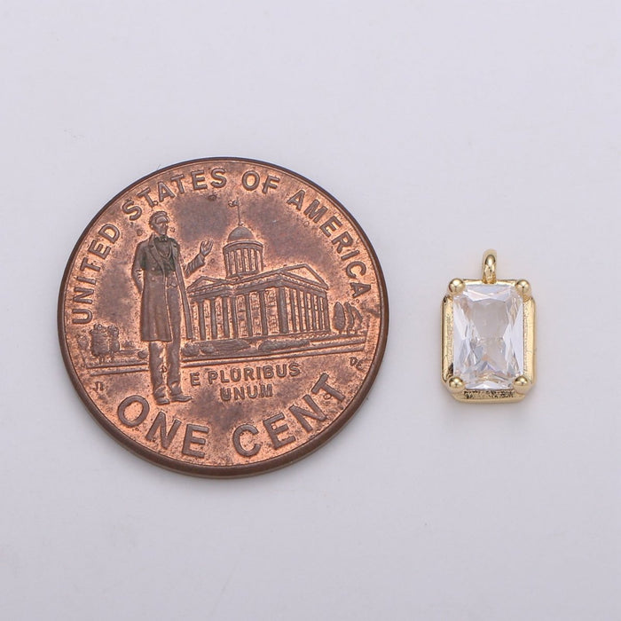 Mini Geometric Charm 18K Gold Filled Tiny Square CZ Charm Micro Pave Charm Pendant for bracelet ...