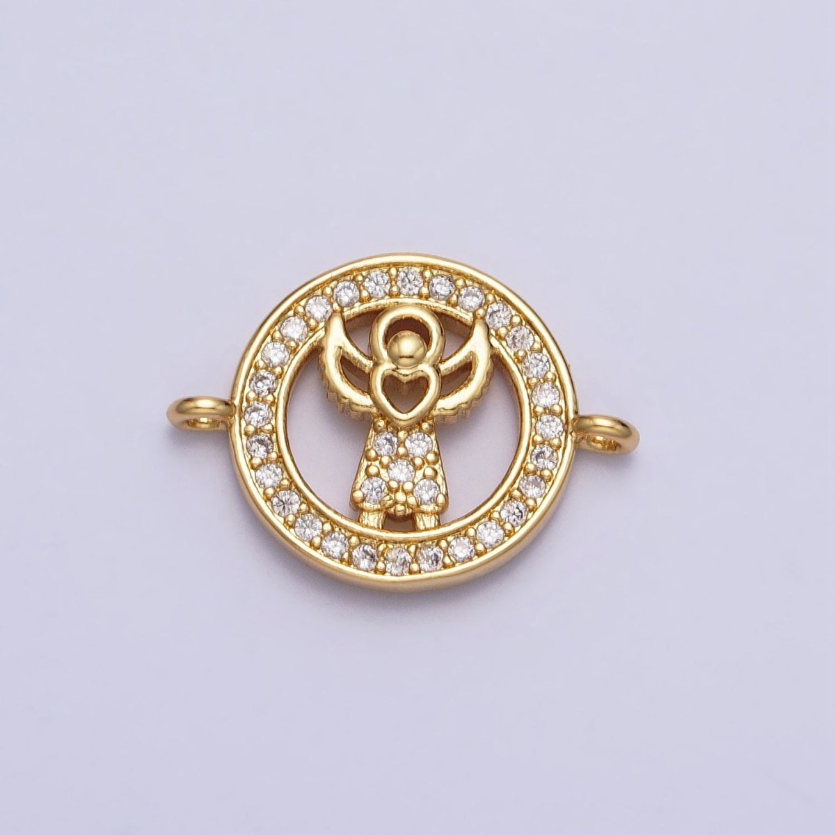 Mini Gold Angel Charm Connector Micro Pave Guardian Angel Link Connector for Bracelet AA922 - DLUXCA