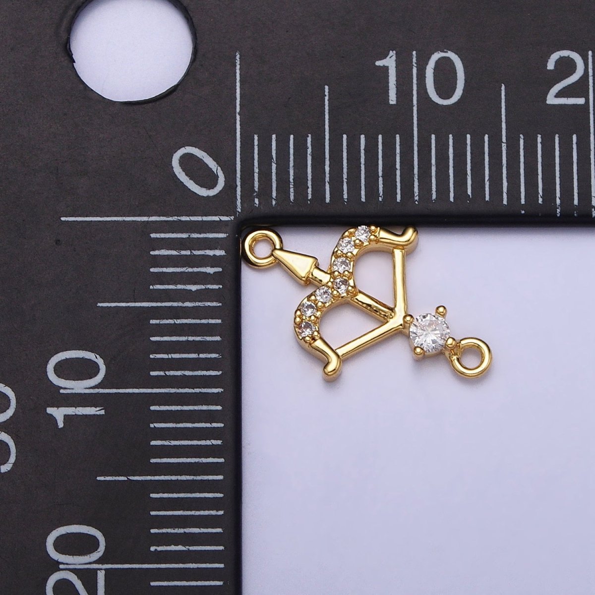 Mini Gold Arrow with Micro Pave cz Crystal Gold Charm Connector Sagittarius Charm | AA987 AA988 - DLUXCA