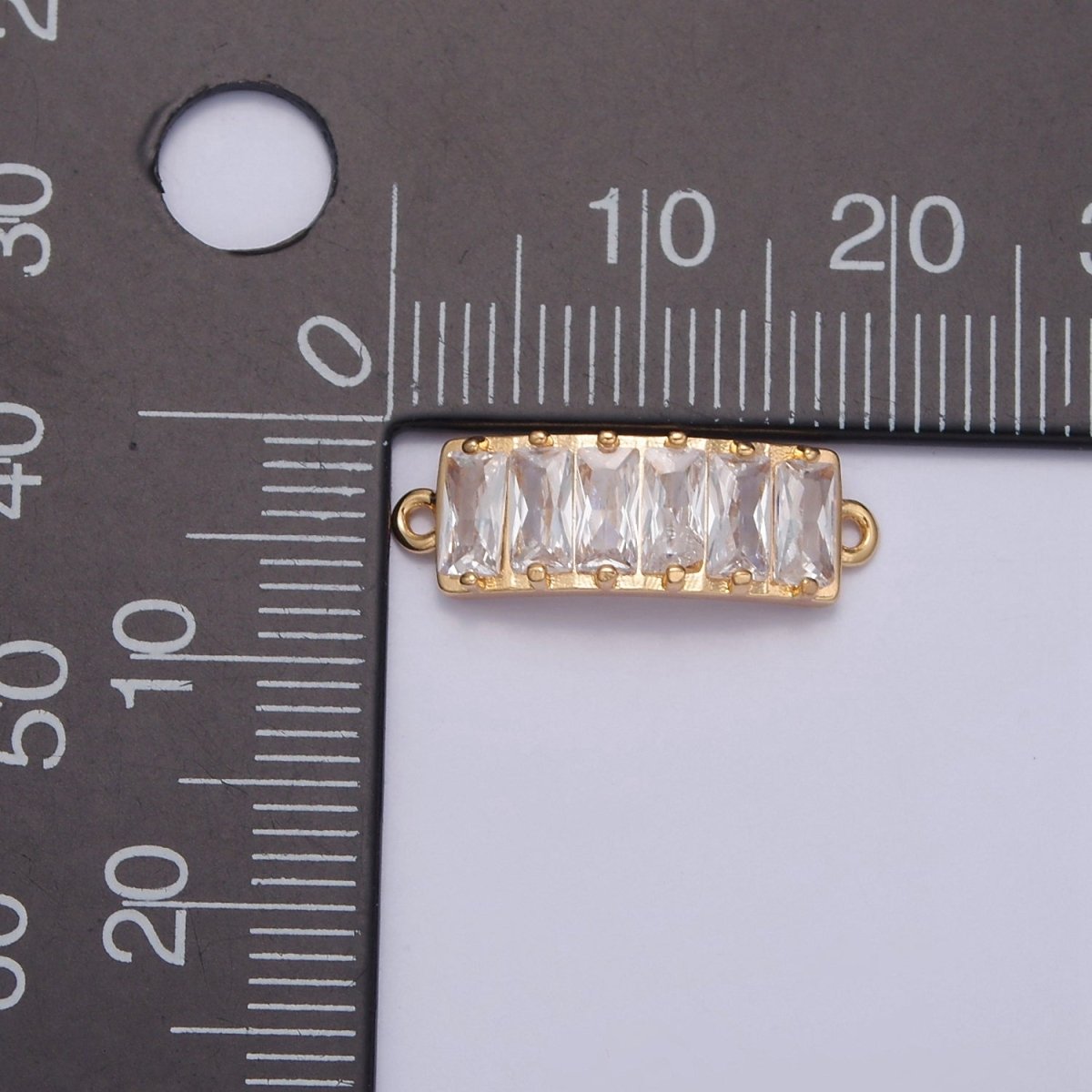 Mini Gold Baguette Charm Connector for Bracelet Necklace 16k Gold Filled F-696 - DLUXCA