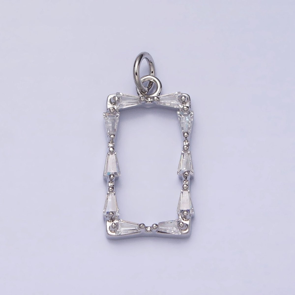 Mini Gold Baguette CZ Stone Geometric Rectangle Charm Pendant AC498 AC499 - DLUXCA