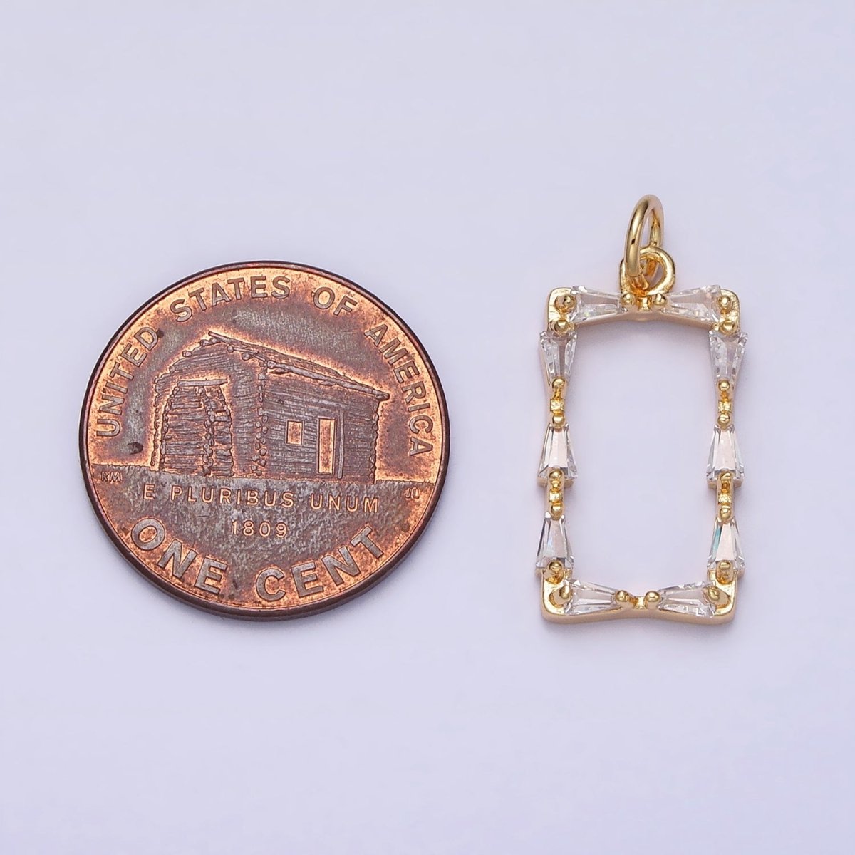 Mini Gold Baguette CZ Stone Geometric Rectangle Charm Pendant AC498 AC499 - DLUXCA