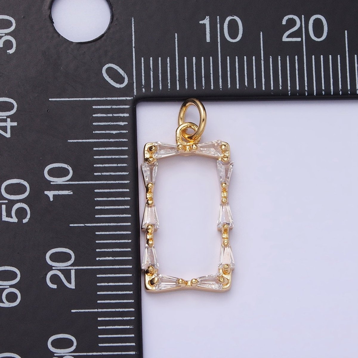 Mini Gold Baguette CZ Stone Geometric Rectangle Charm Pendant AC498 AC499 - DLUXCA