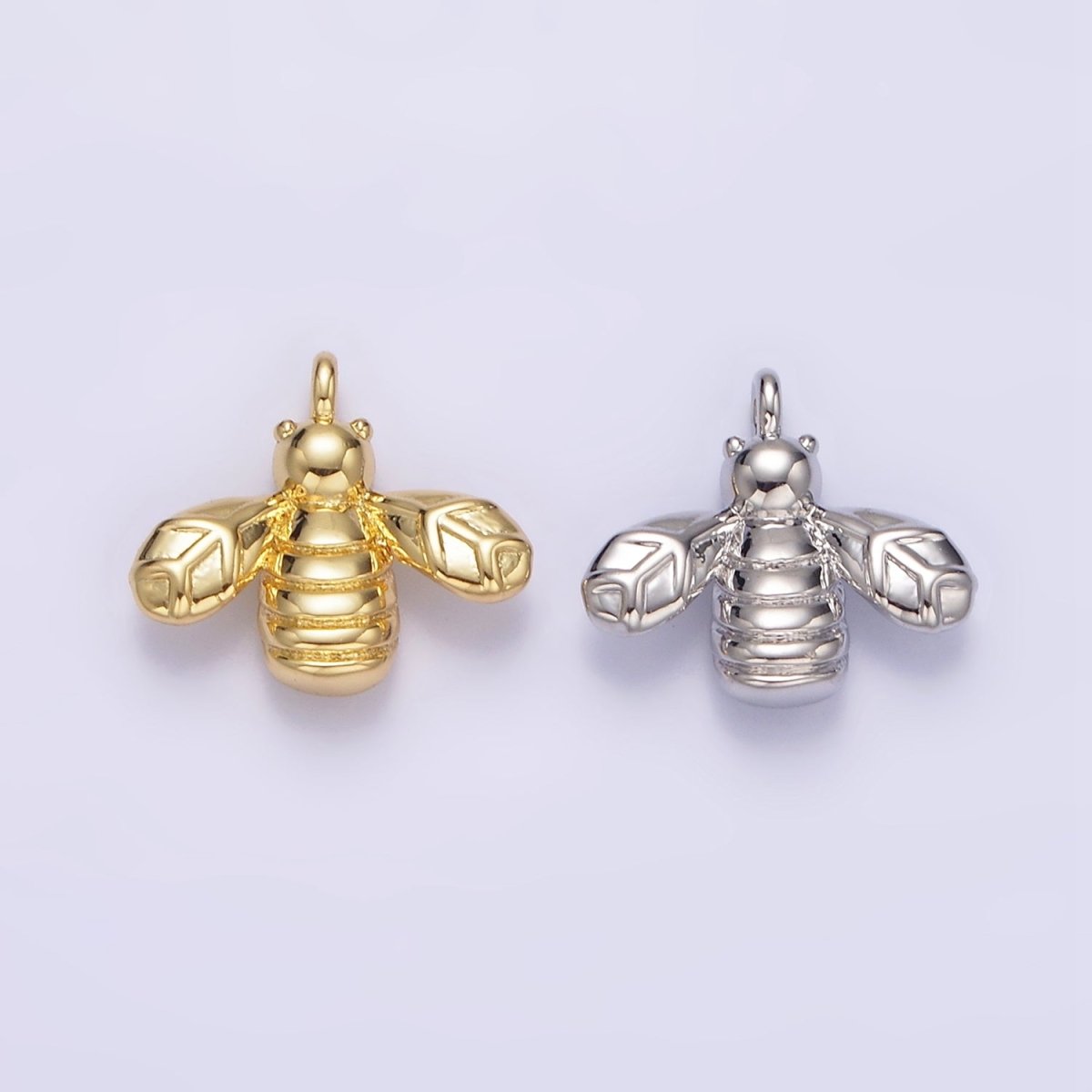 Mini Gold Bee Charm Silver Bumble Bee Charm Insect Jewelry Inspired N1087 N1088 - DLUXCA