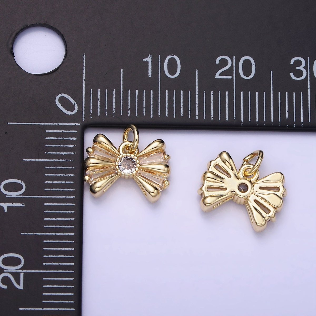 Mini Gold Bow Charm for Bracelet Necklace Earring Supply AG679 - DLUXCA