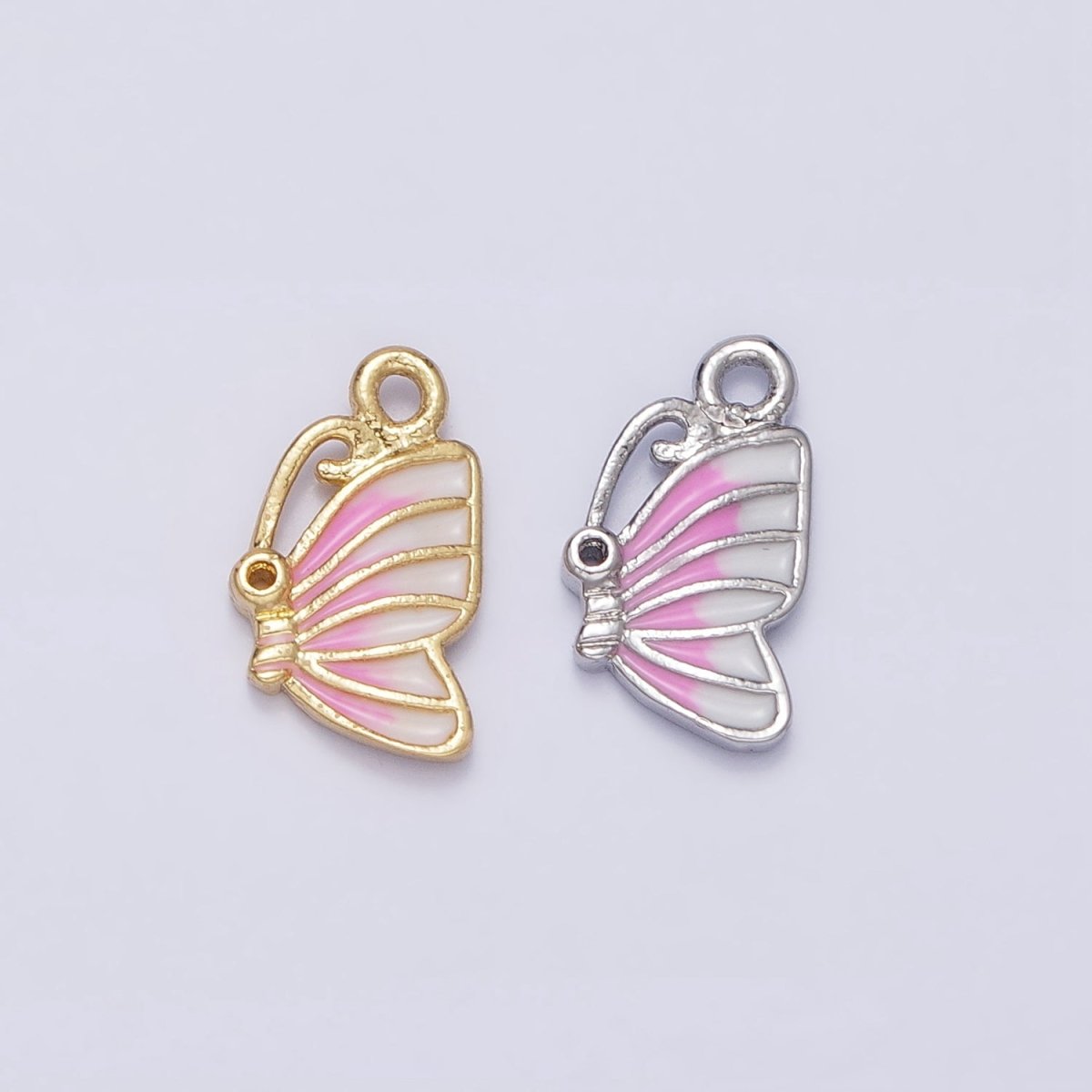 Mini Gold Butterfly Charm Pink Ombre Enamel Mariposa Charm AC418 AC419 - DLUXCA