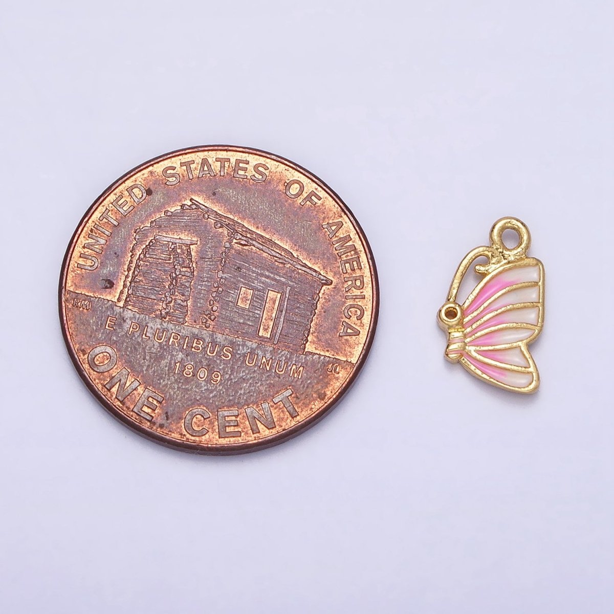 Mini Gold Butterfly Charm Pink Ombre Enamel Mariposa Charm AC418 AC419 - DLUXCA