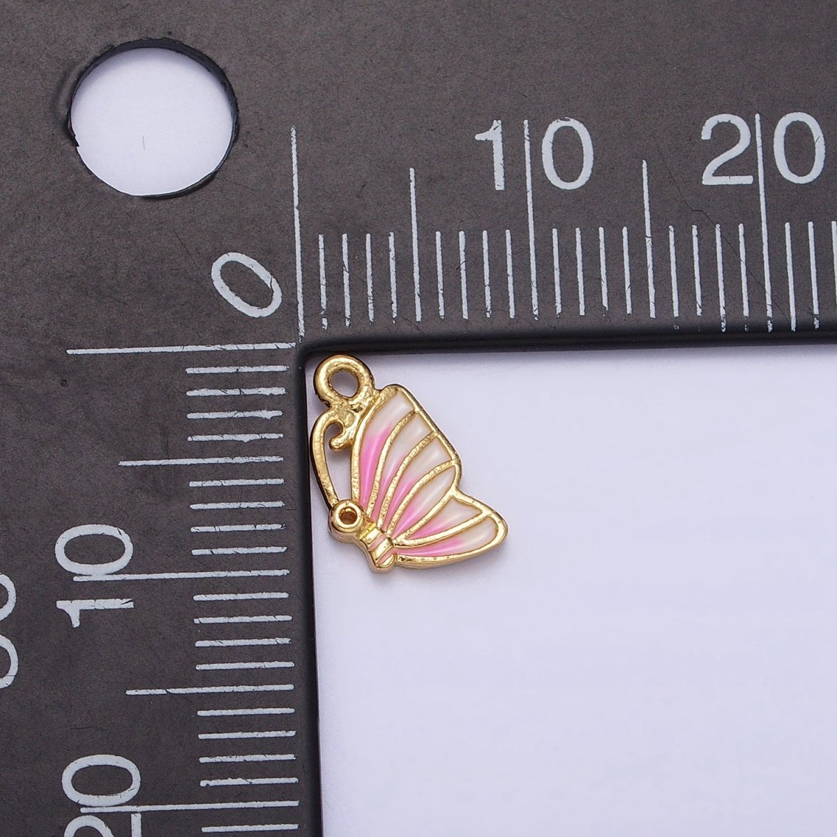 Mini Gold Butterfly Charm Pink Ombre Enamel Mariposa Charm AC418 AC419 - DLUXCA