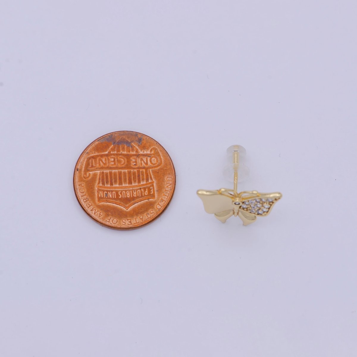 Mini Gold Butterfly Stud Earring T-356 - DLUXCA