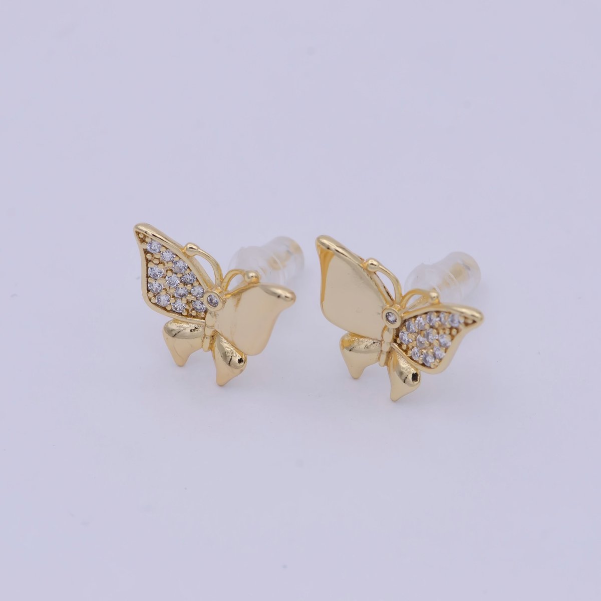 Mini Gold Butterfly Stud Earring T-356 - DLUXCA
