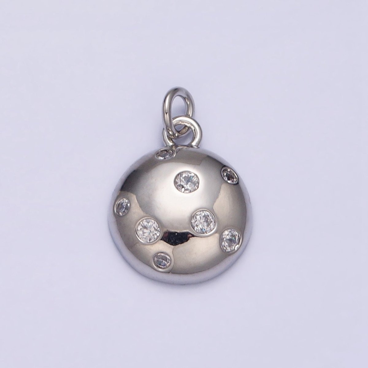 Mini Gold Circle Charm with CZ Stone Dots Bubble Geometric Pendant AC510 AC511 - DLUXCA