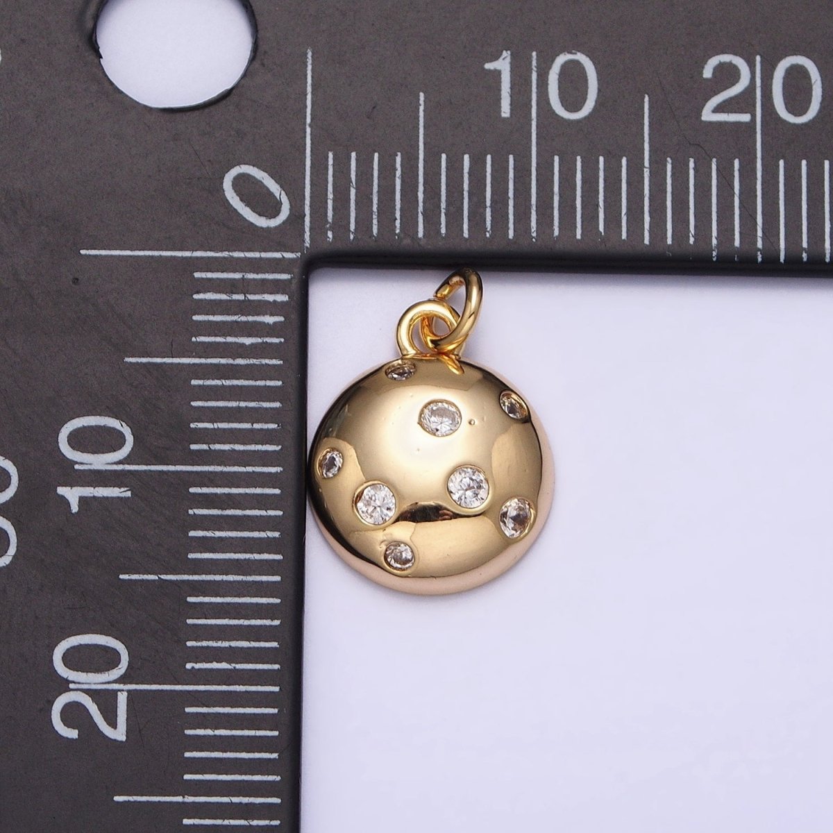 Mini Gold Circle Charm with CZ Stone Dots Bubble Geometric Pendant AC510 AC511 - DLUXCA