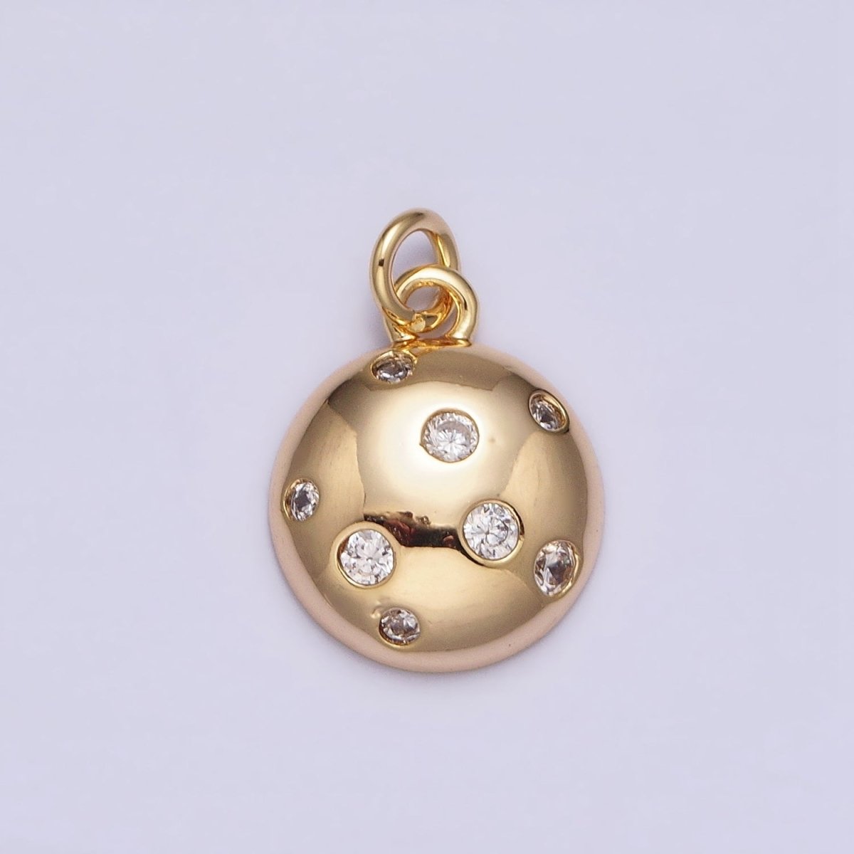 Mini Gold Circle Charm with CZ Stone Dots Bubble Geometric Pendant AC510 AC511 - DLUXCA
