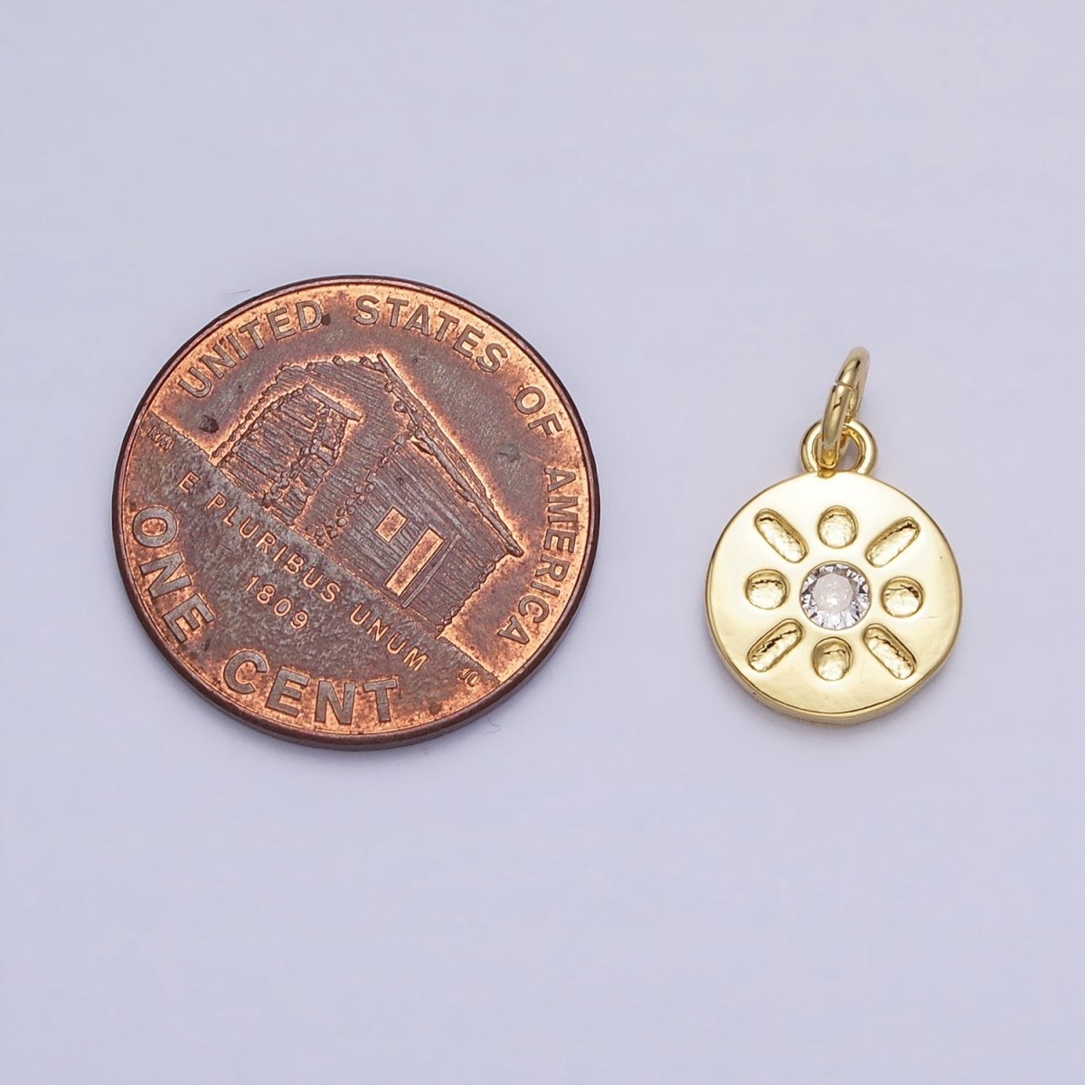 Mini Gold Coin Charm Sun Charm CZ Bohemian Jewelry AC655 - DLUXCA