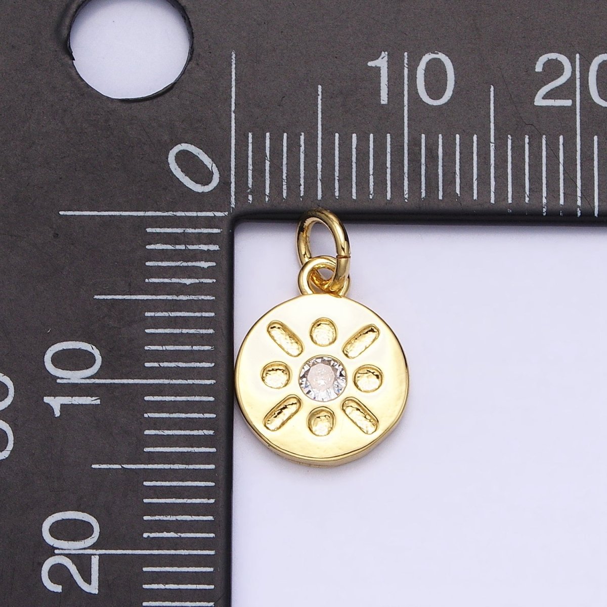 Mini Gold Coin Charm Sun Charm CZ Bohemian Jewelry AC655 - DLUXCA