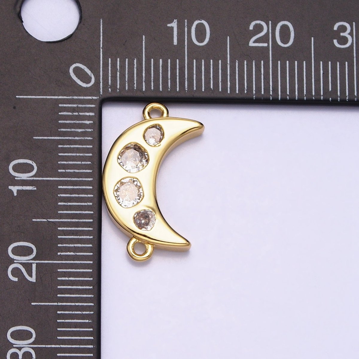 Mini Gold Crescent Moon Charm Connector for Celestial Jewelry Component AA924 - DLUXCA