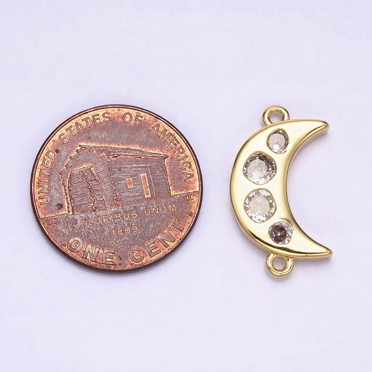 Mini Gold Crescent Moon Charm Connector for Celestial Jewelry Component AA924 - DLUXCA
