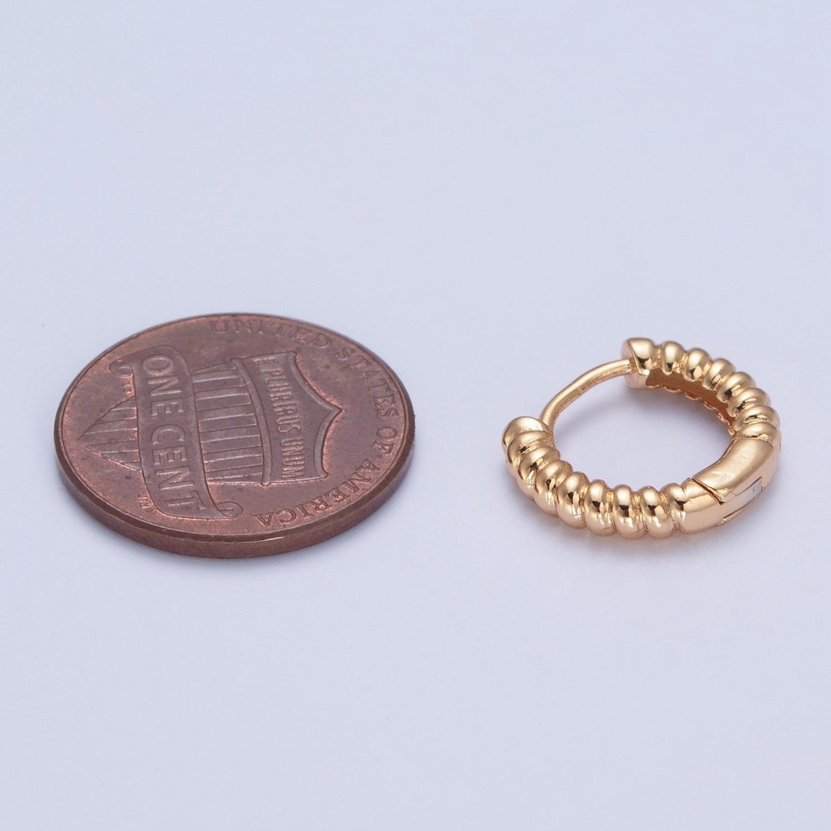 Mini Gold Croissant Twist Hoops Earrings P-398 - DLUXCA