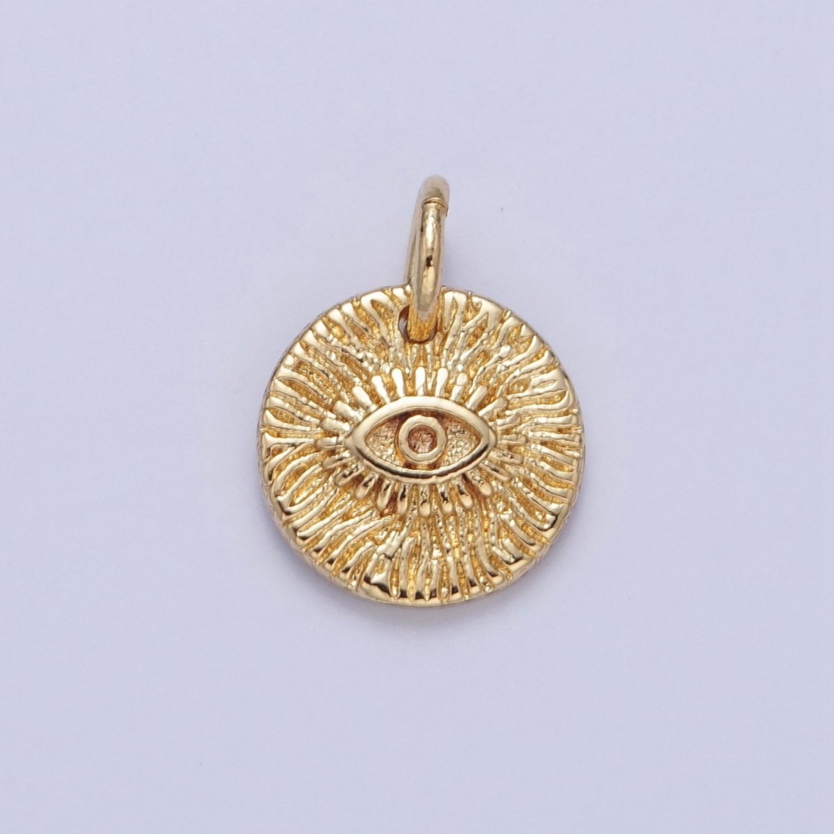 Mini Gold Evil Eye Charm Coin Disc Charm for Bracelet Necklace Earring Supply X-059 - DLUXCA