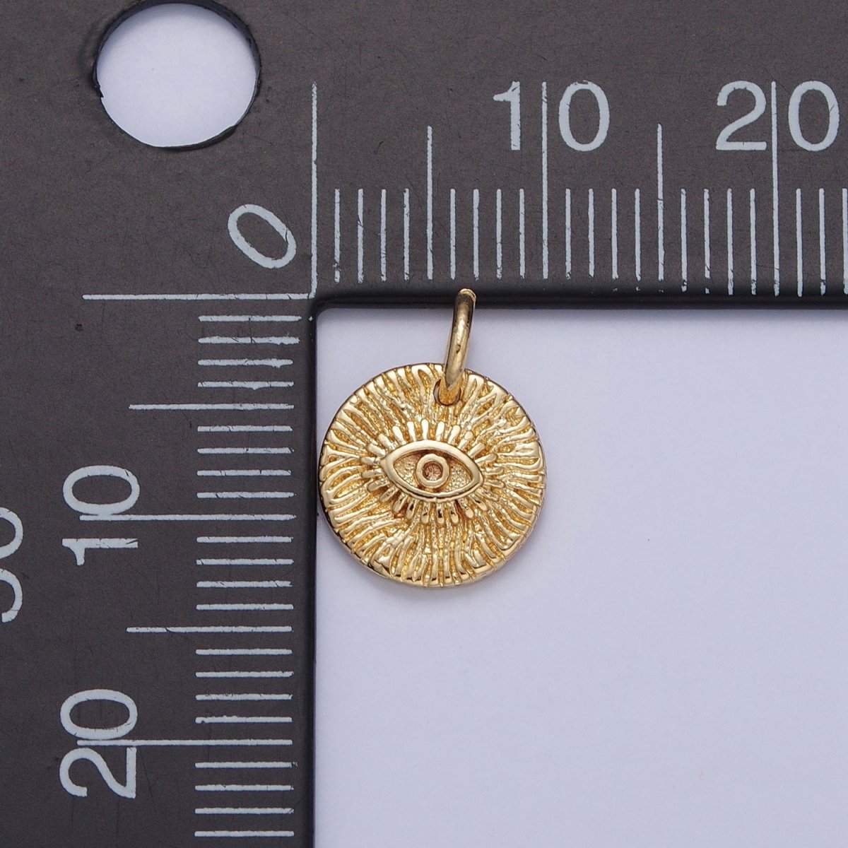 Mini Gold Evil Eye Charm Coin Disc Charm for Bracelet Necklace Earring Supply X-059 - DLUXCA