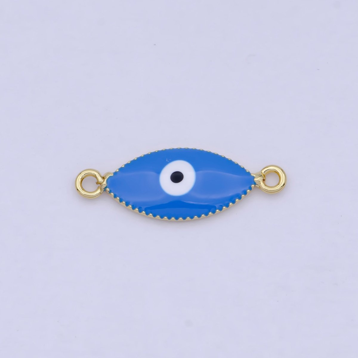 Mini Gold Evil Eye Charm Connector Blue Enamel Eye Link Connector G-922 - DLUXCA