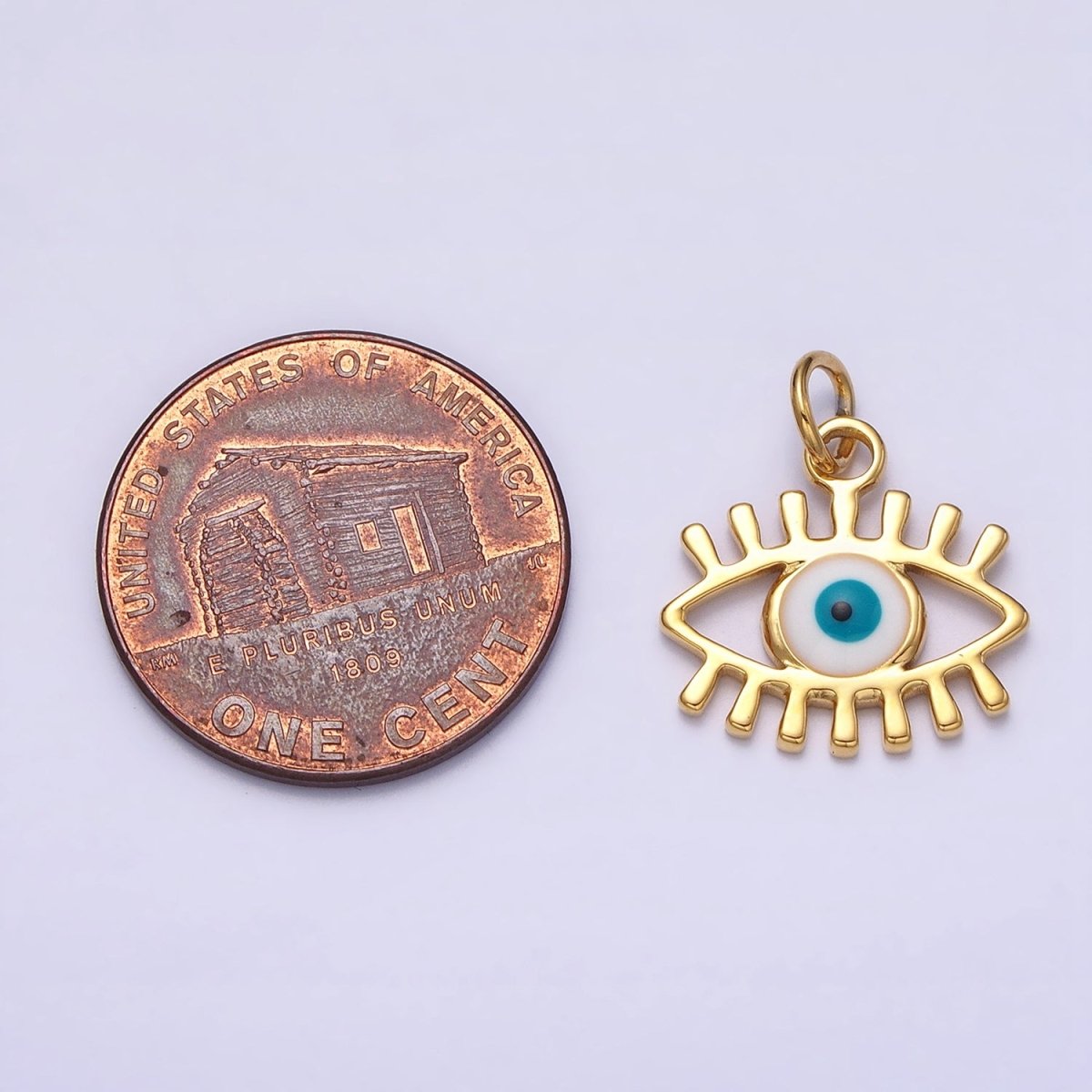 Mini Gold Evil Eye Charm for Amulet Protection Jewelry AC442 - DLUXCA
