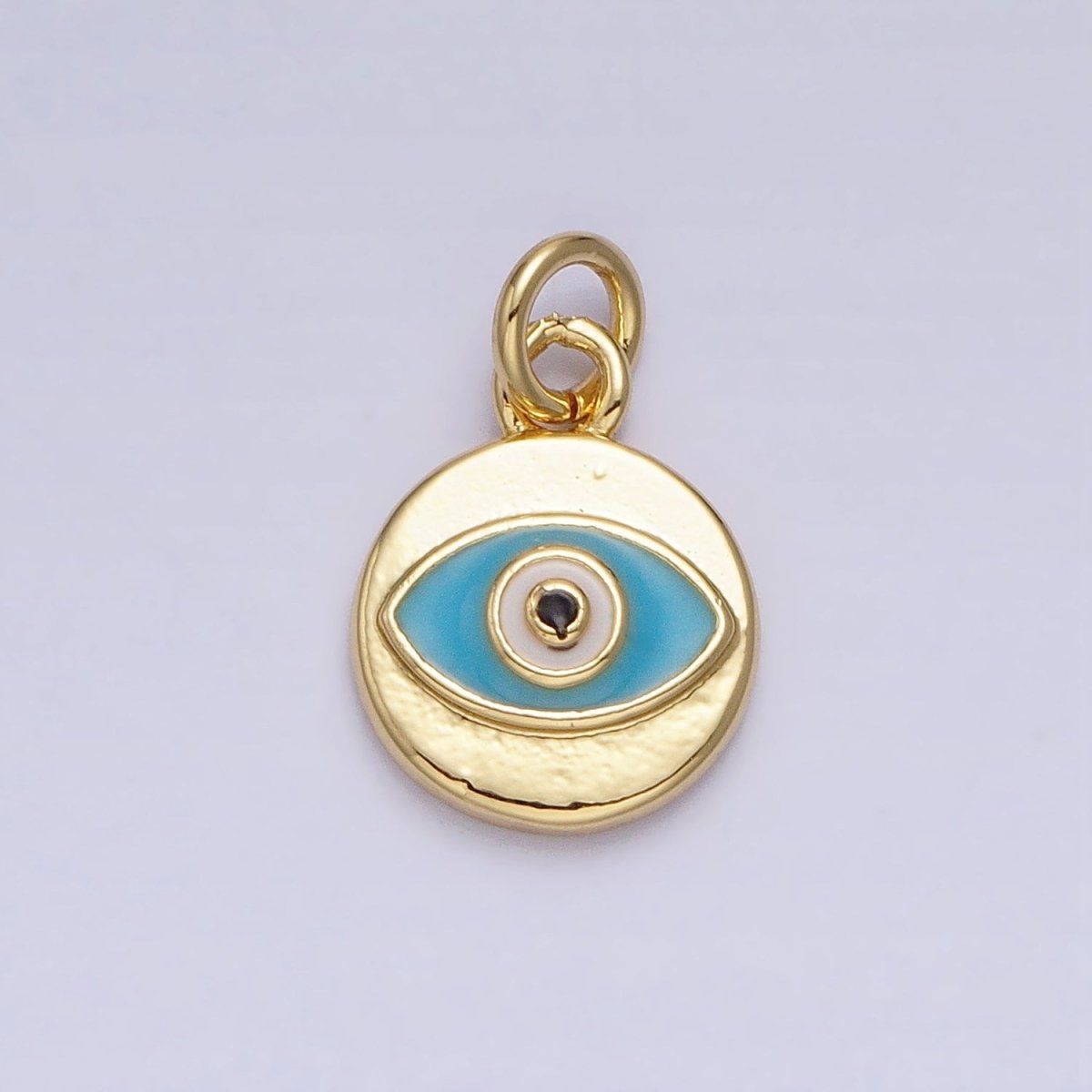 Mini Gold Evil Eye Charm Teal Eye Coin Charm AC466 - DLUXCA