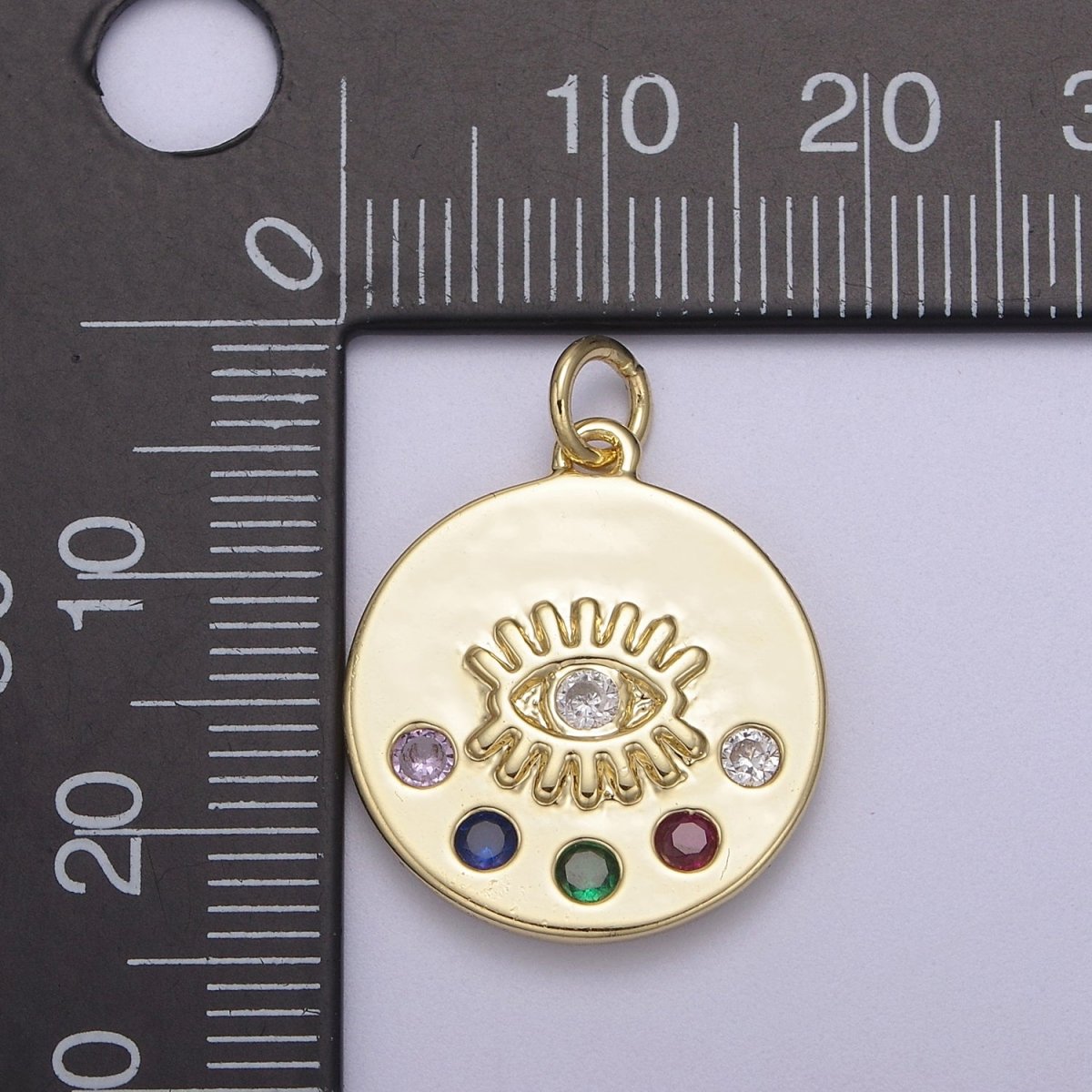 Mini Gold Evil Eye Medallion Charm for Add on Charm Bracelet Necklace N-929 - DLUXCA
