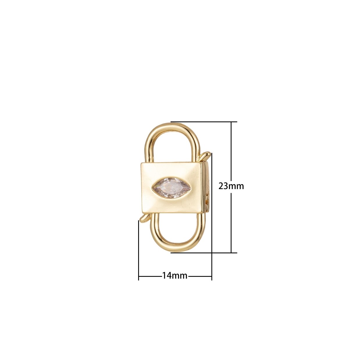 Mini Gold Eye Cubic Zirconia Clasp Lock, Interlock Cubic Clasp Fastener for Bracelet Necklace Clear Cz Supply L-349 - DLUXCA
