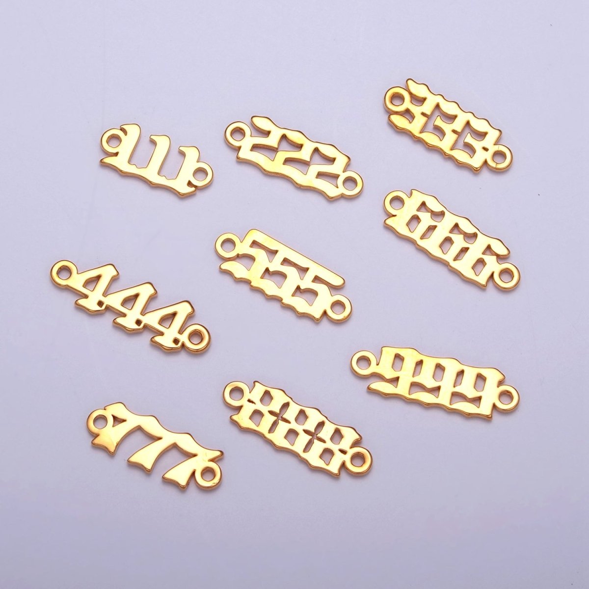 Mini Gold Filled Angel Number Charm Connector Lucky Number for Necklace Bracelet Component G-856~G-864 - DLUXCA