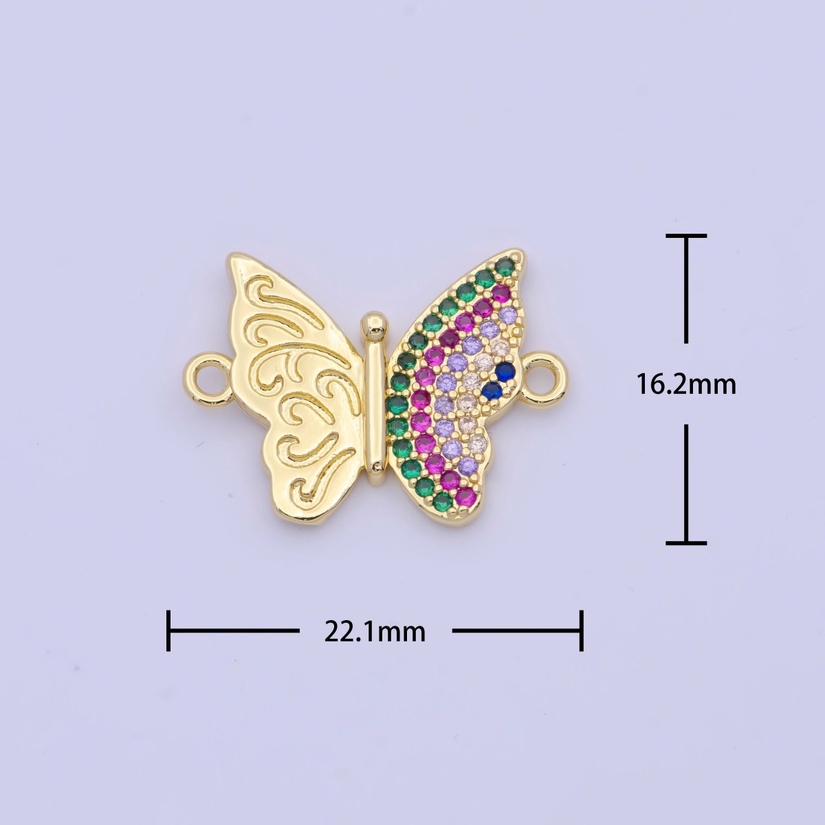 Mini Gold Filled Butterfly Charm Connector Micro Pave Monarch Link Connector for Bracelet Necklace Supply G-557 - DLUXCA