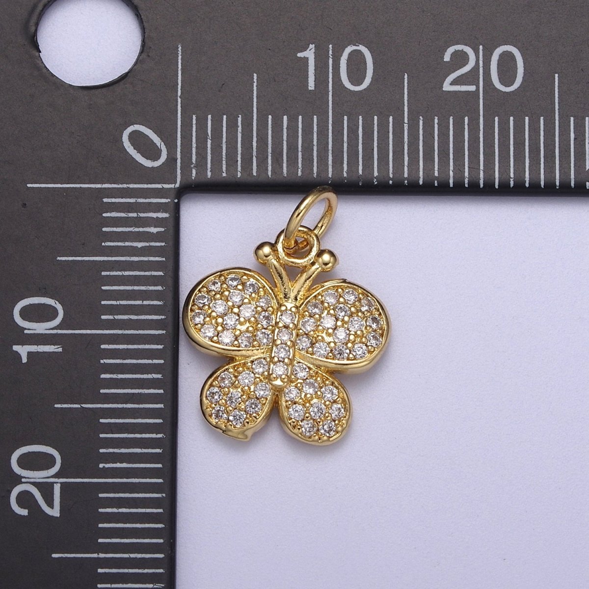 Mini Gold Filled Butterfly Charm Cubic Insect Mariposa Monarch Pendant N-266 - DLUXCA