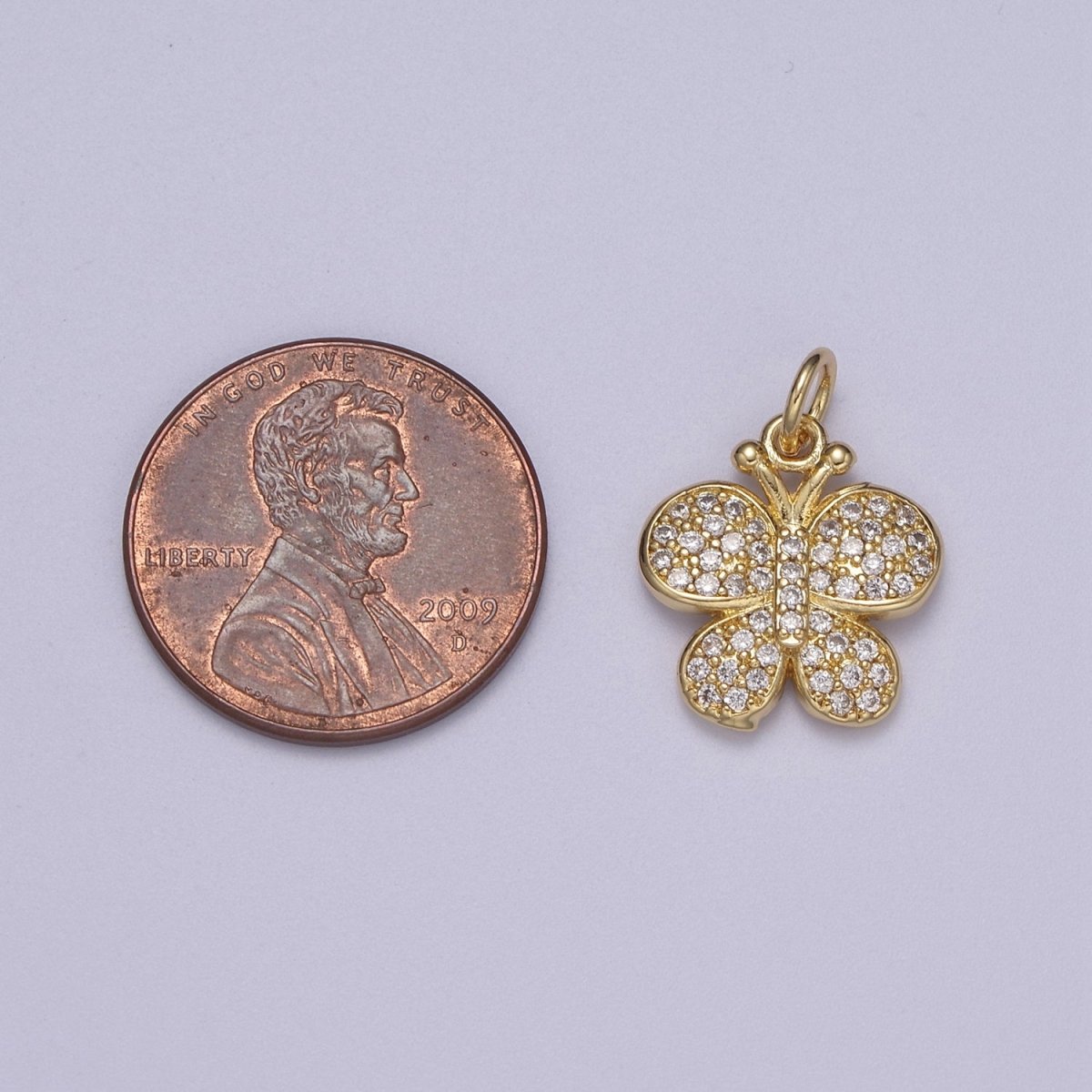 Mini Gold Filled Butterfly Charm Cubic Insect Mariposa Monarch Pendant N-266 - DLUXCA