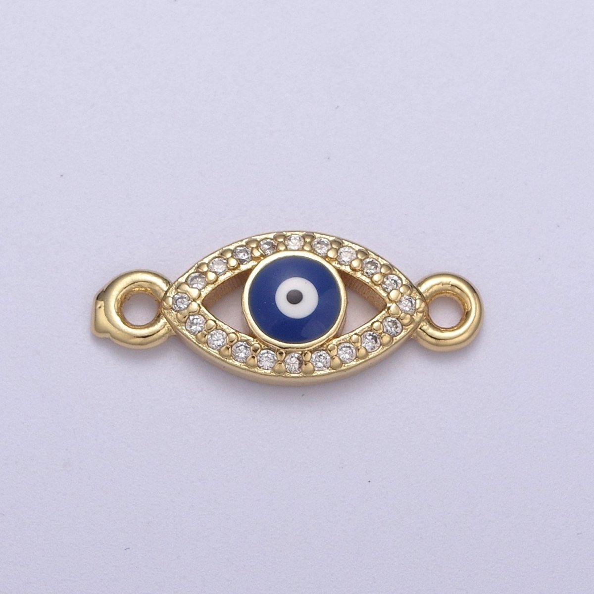 Mini Gold Filled Evil Eye Charm Connector Double Bail Charm Link Connector for Bracelet Earring Necklace F-109 - DLUXCA