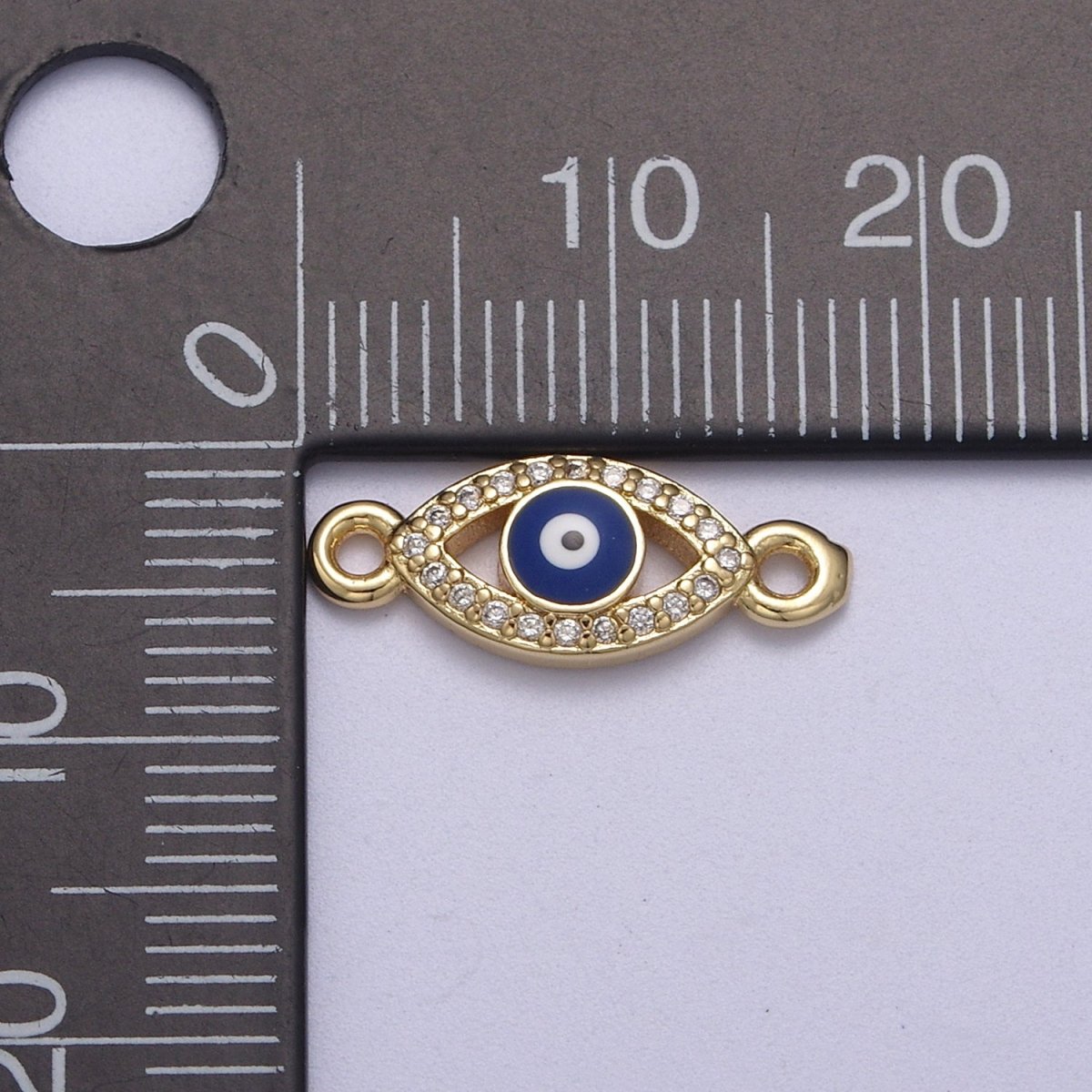 Mini Gold Filled Evil Eye Charm Connector Double Bail Charm Link Connector for Bracelet Earring Necklace F-109 - DLUXCA