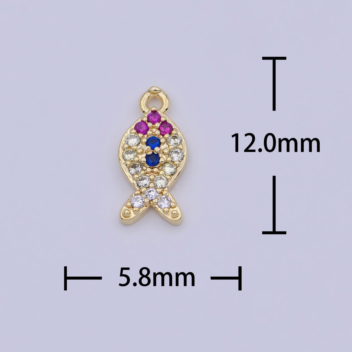 Mini Gold Filled Fish Charm for Bracelet Earring Necklace Component W-169 - DLUXCA