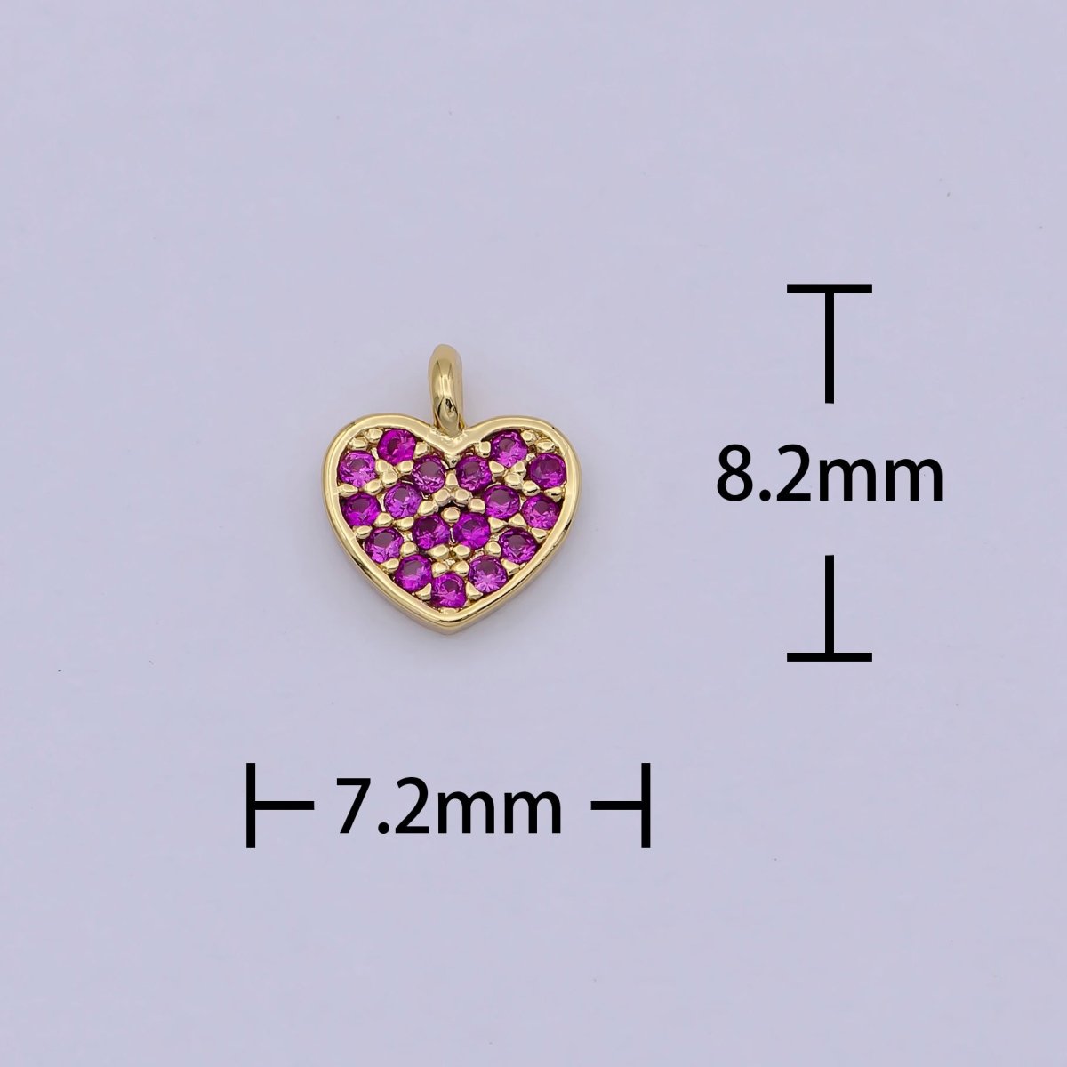 Mini Gold Filled Heart Charm Fuchsia Pink Love Charm W-168 - DLUXCA