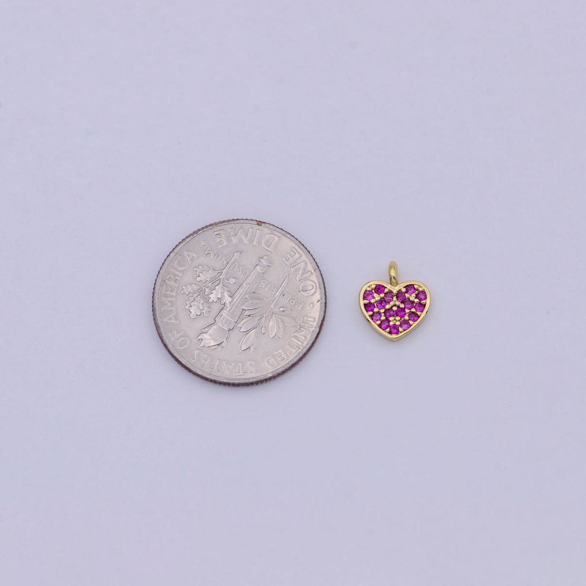Mini Gold Filled Heart Charm Fuchsia Pink Love Charm W-168 - DLUXCA