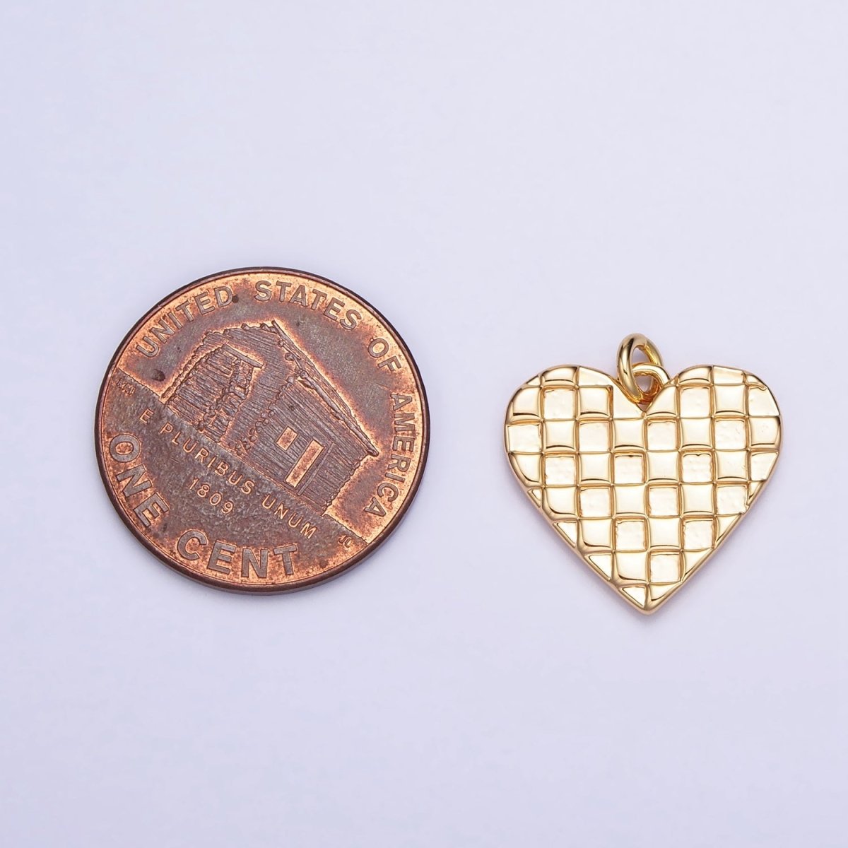 Mini Gold Filled Heart Pendant, Checker Heart Charm Love Pendant N-296 AC-399 - DLUXCA