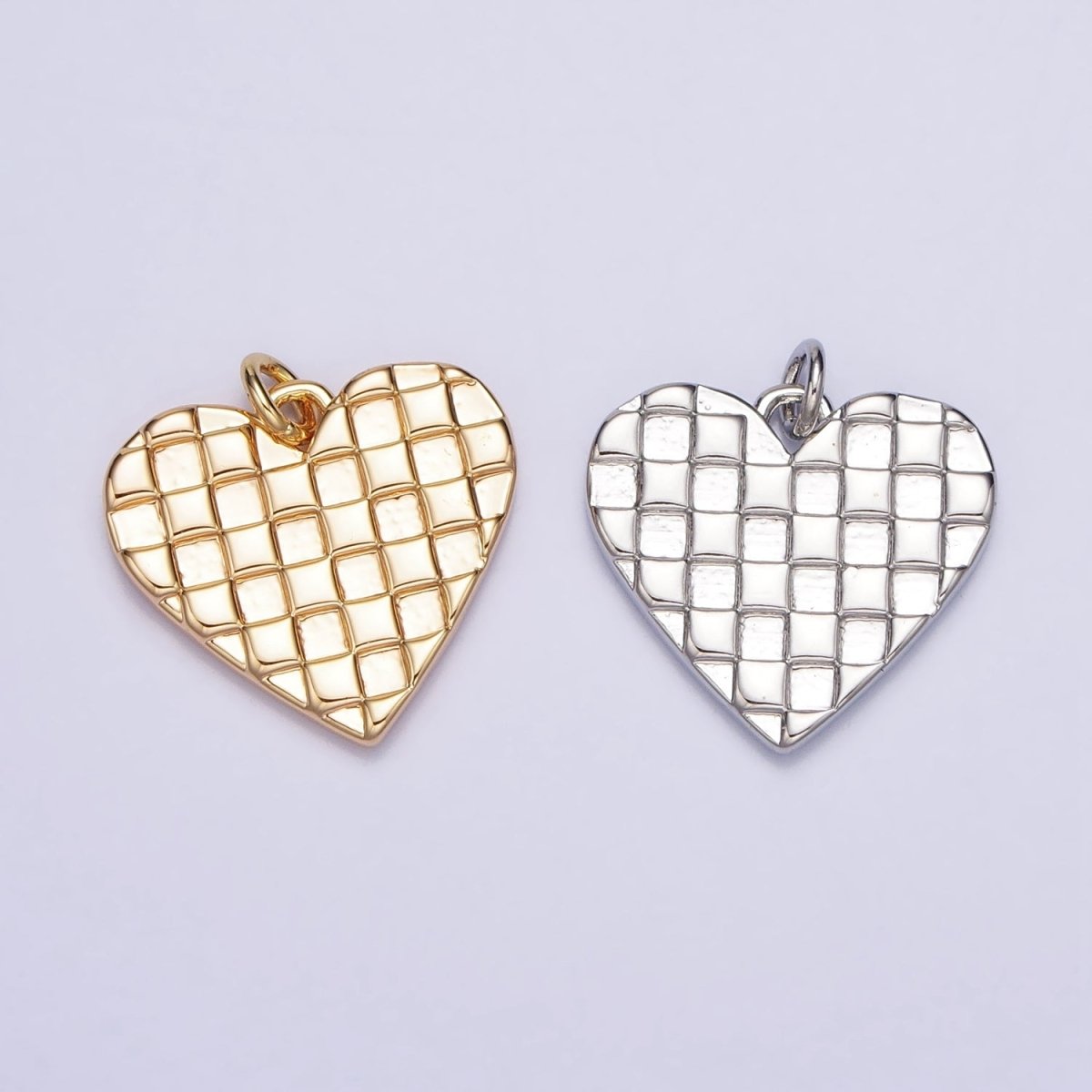 Mini Gold Filled Heart Pendant, Checker Heart Charm Love Pendant N-296 AC-399 - DLUXCA